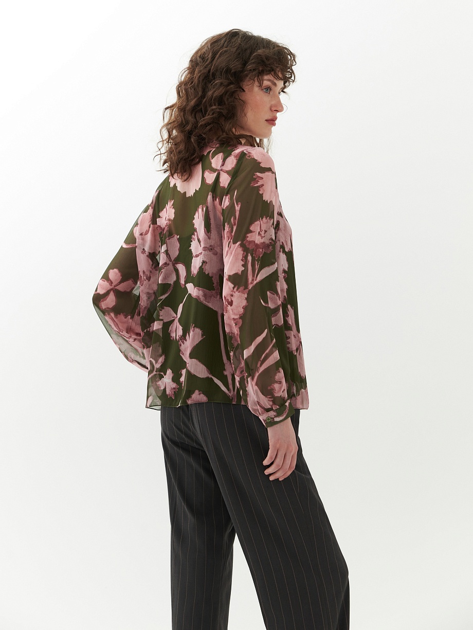 Свободная  блуза из принтованного шифона