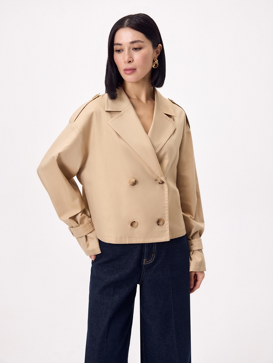 Укороченный жакет-тренч из 100% хлопка