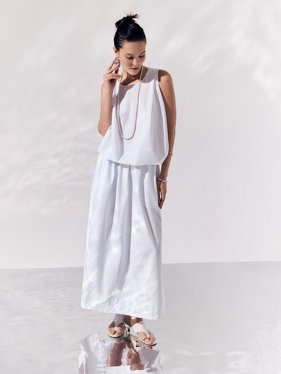 Летняя юбка из 100% хлопка с разрезом