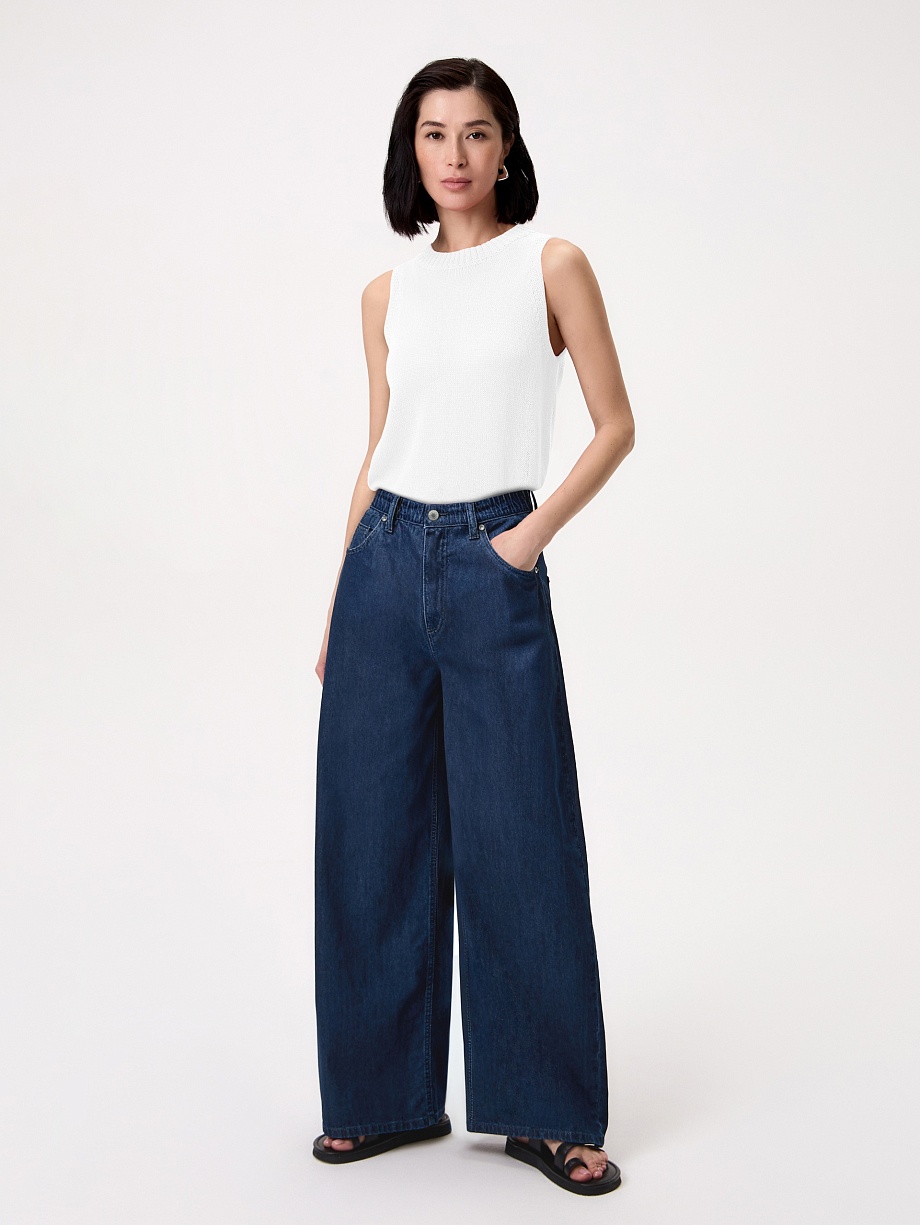 Широкие джинсы из 100% хлопка на эластичном поясе