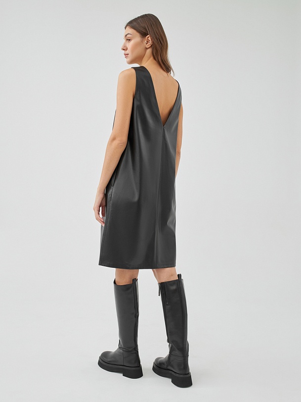 Платье-сарафан из экокожи