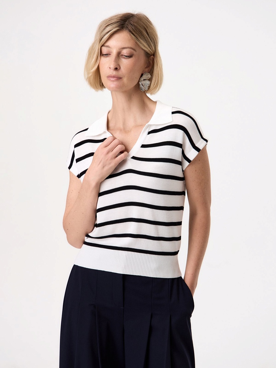 Джемпер-поло из вискозы и шелка