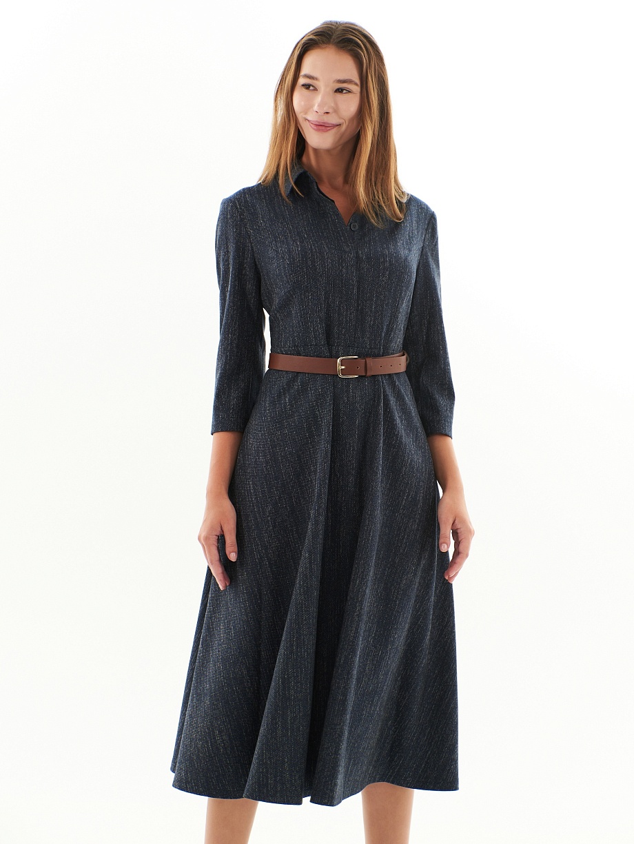 Платье из костюмной ткани с имитацией джинсы