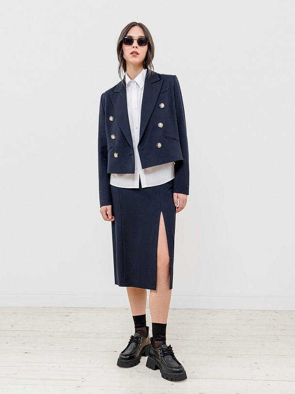 Юбка прямая с вырезом