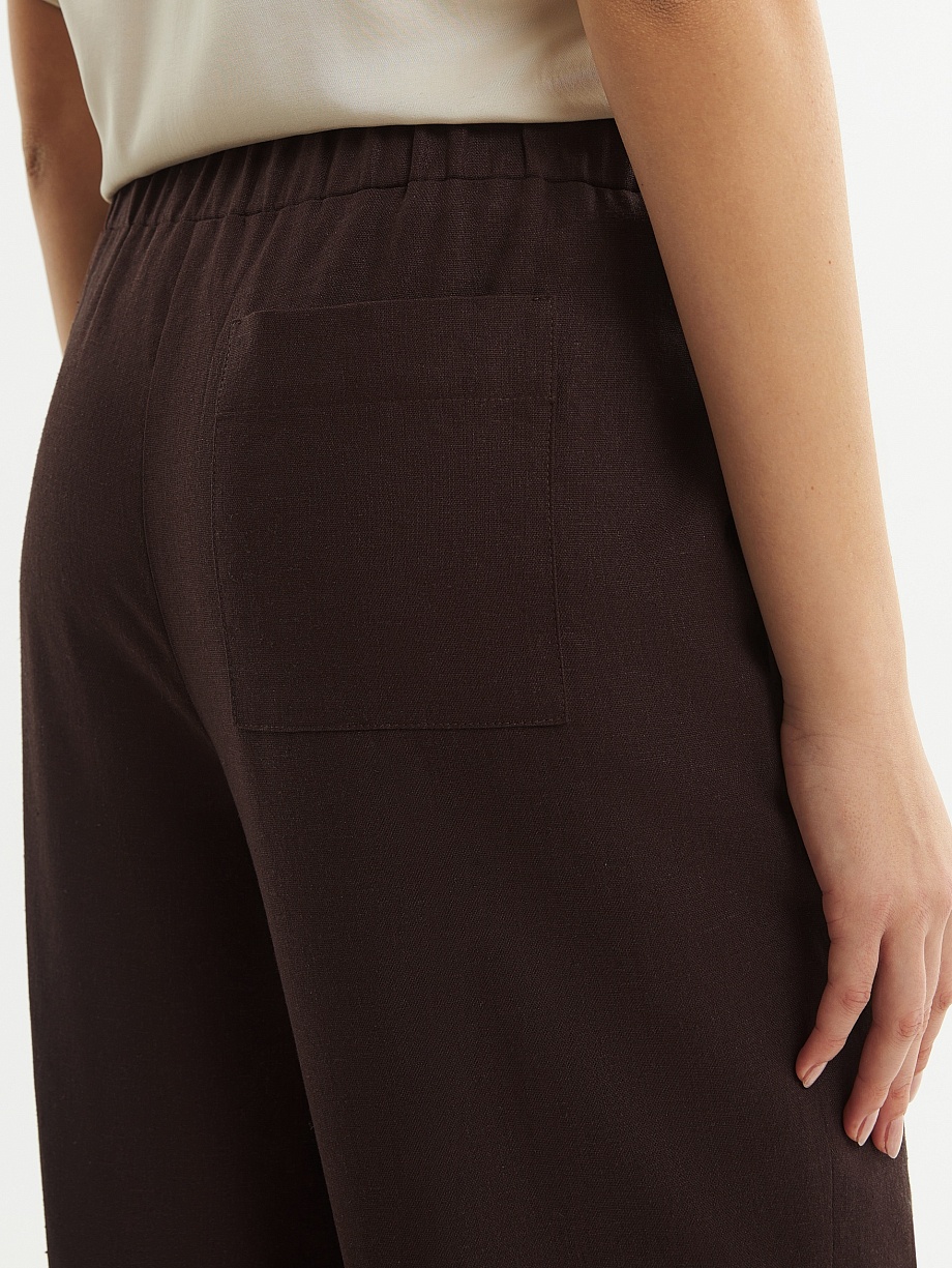 Прямые брюки из льняной ткани на эластичном поясе