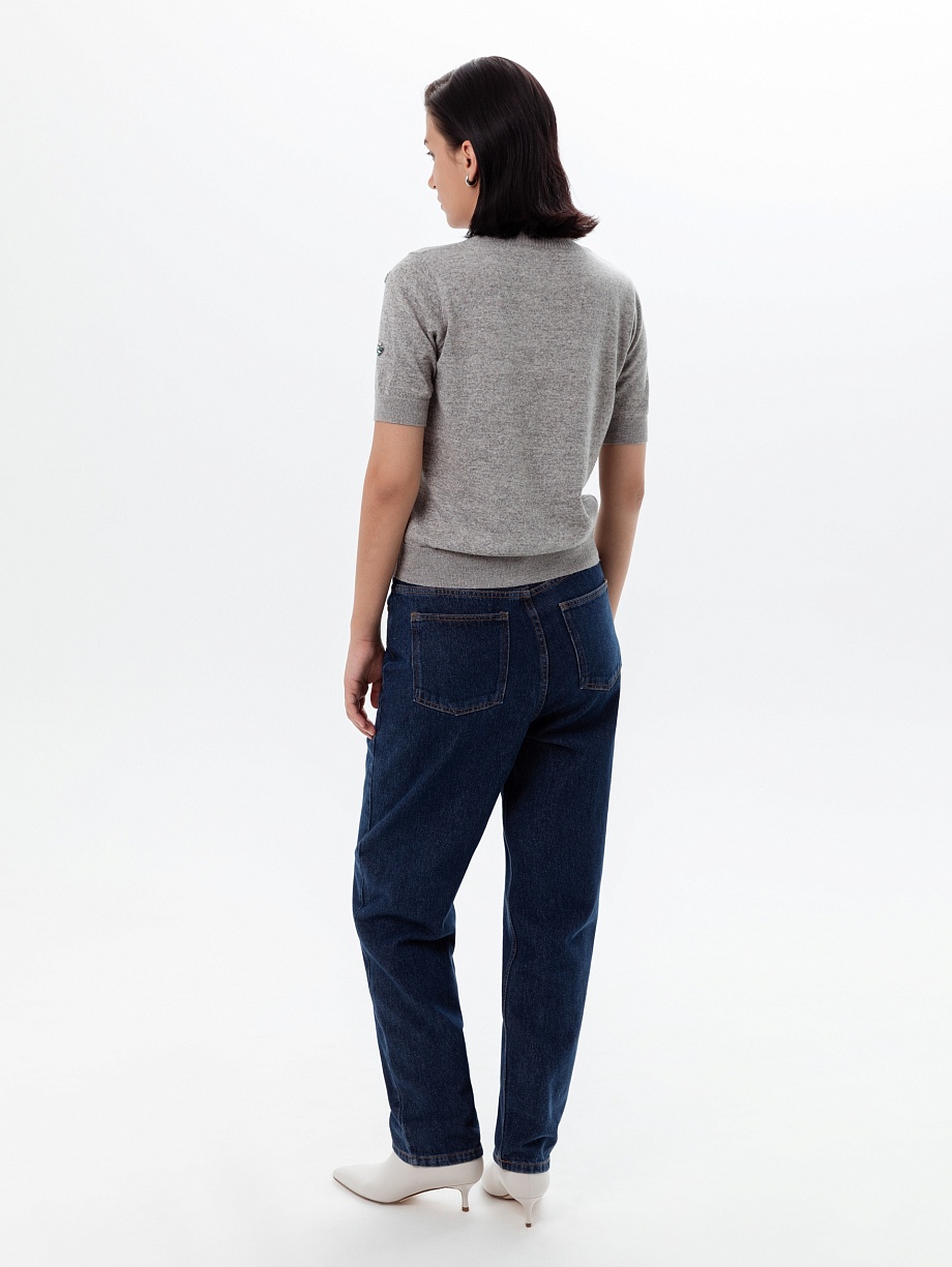 Джинсы из хлопка с высокой посадкой