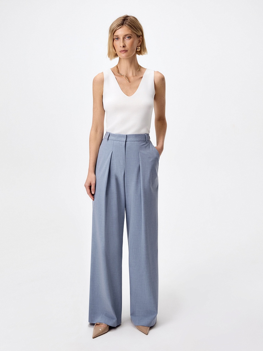 Брюки-палаццо из костюмной ткани