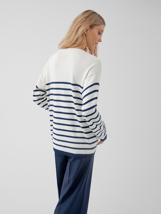 Джемпер свободный в бретонскую полоску