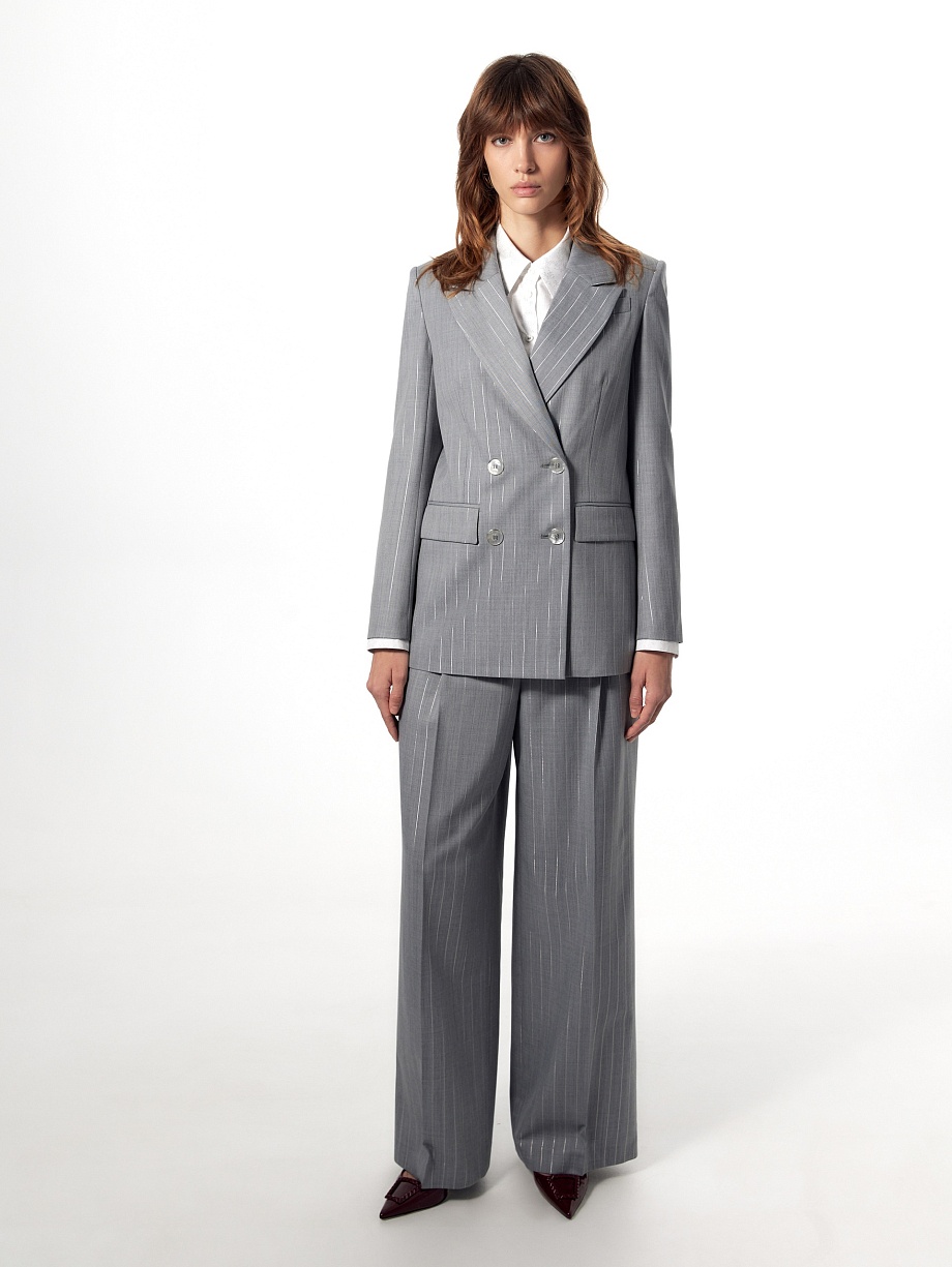 Двубортный жакет из костюмной ткани с шерстью