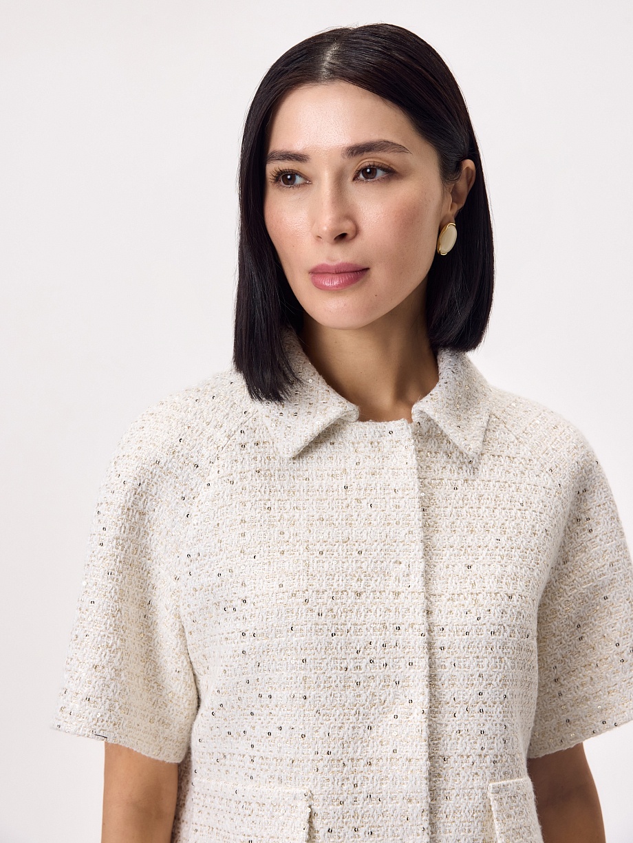 Укороченный жакет из твида с добавлением люрекса