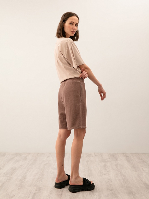 Шорты из футера цвета какао