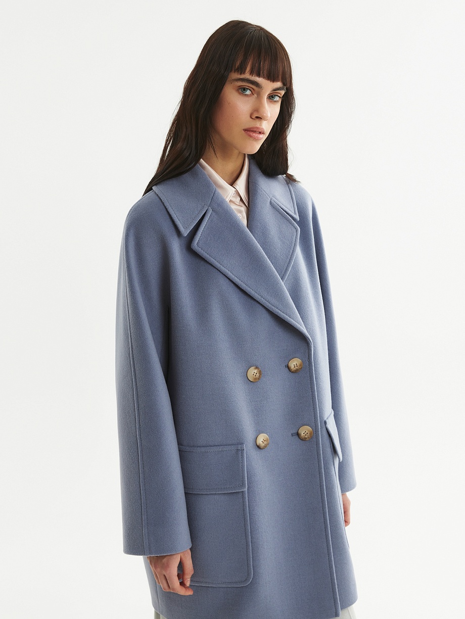 Укороченное шерстяное пальто с мембраной