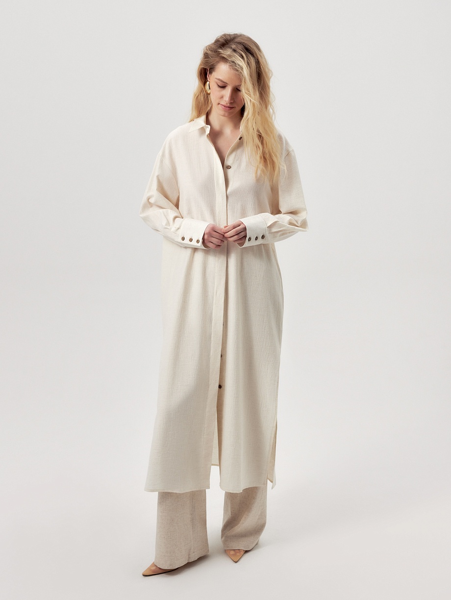 Платье-рубашка из натуральной ткани  