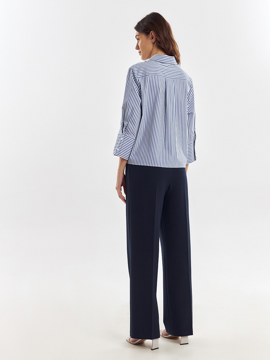 Свободная рубашка в полоску с укороченным рукавом