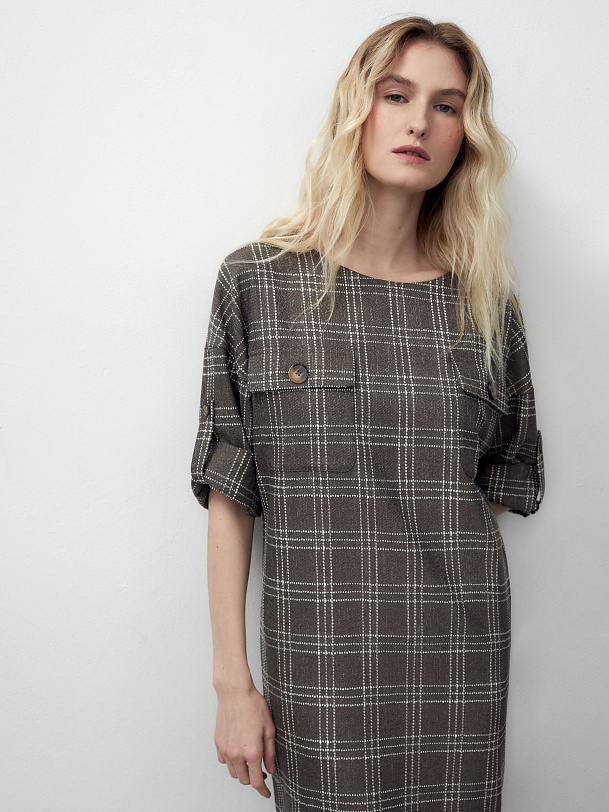 Платье из фактурной костюмной ткани в клетку