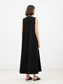 Платье летнее черное без рукавов с поясом POMPA арт.4135770cl0499