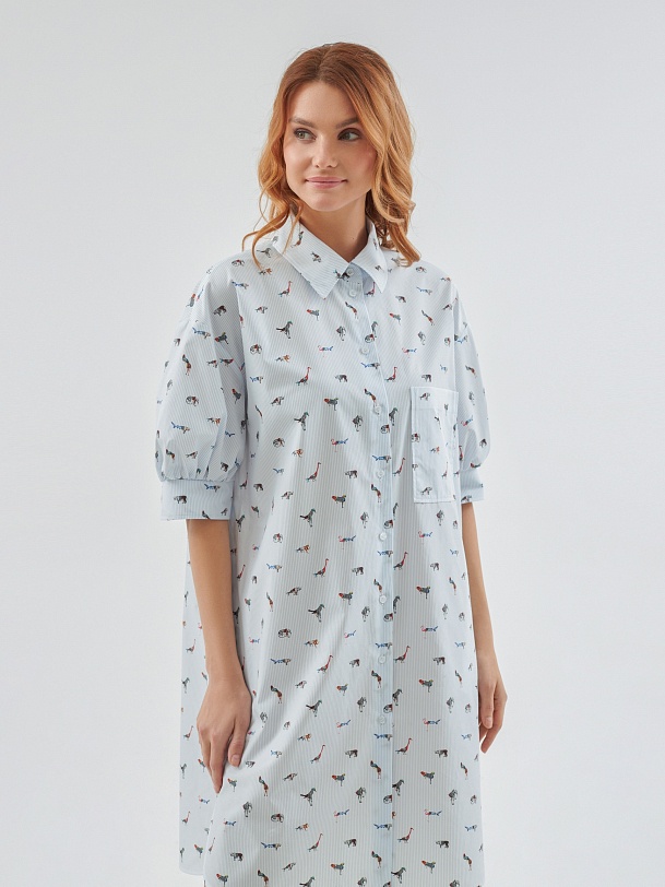 Платье-рубашка свободного кроя из 100% хлопка