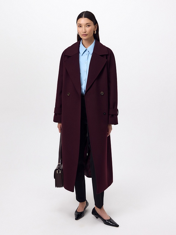 Пальто из шерсти с мембраной, утеплённой спинкой и съёмным капюшоном POMPA арт.1015644p90812