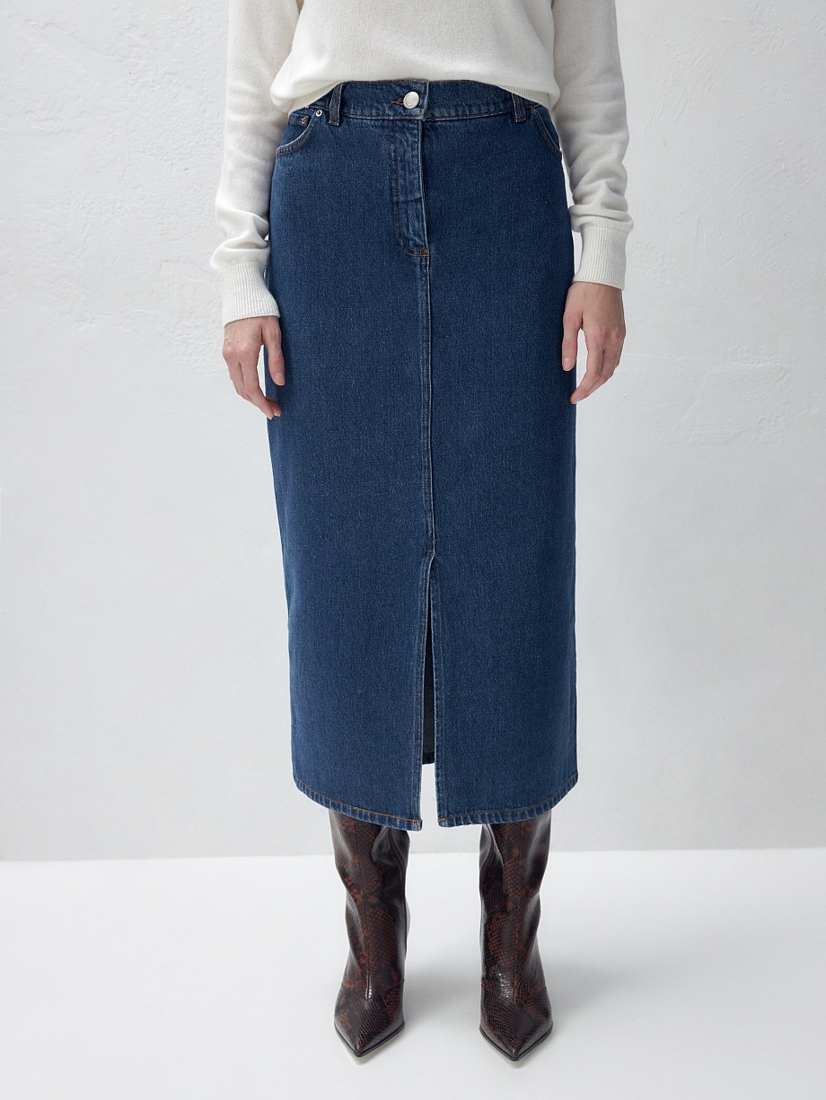 Прямая джинсовая юбка
