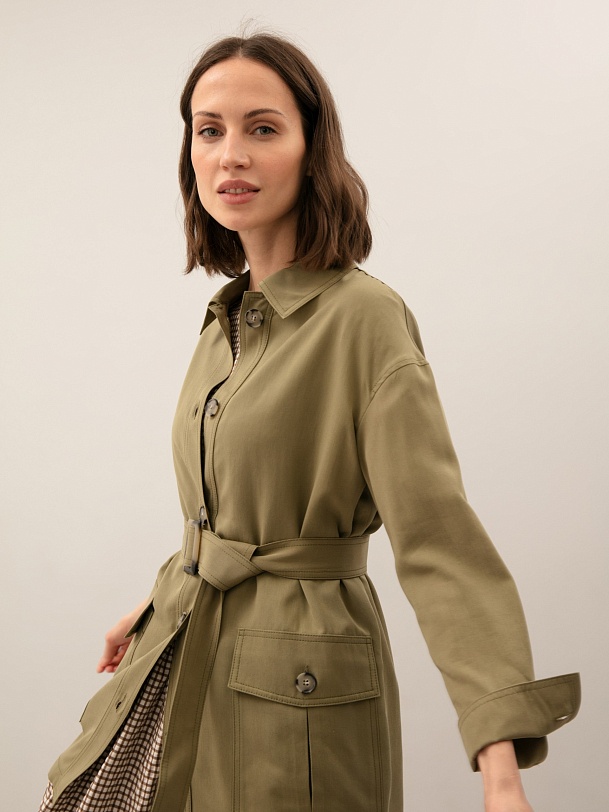 Жакет женский зеленый с поясом