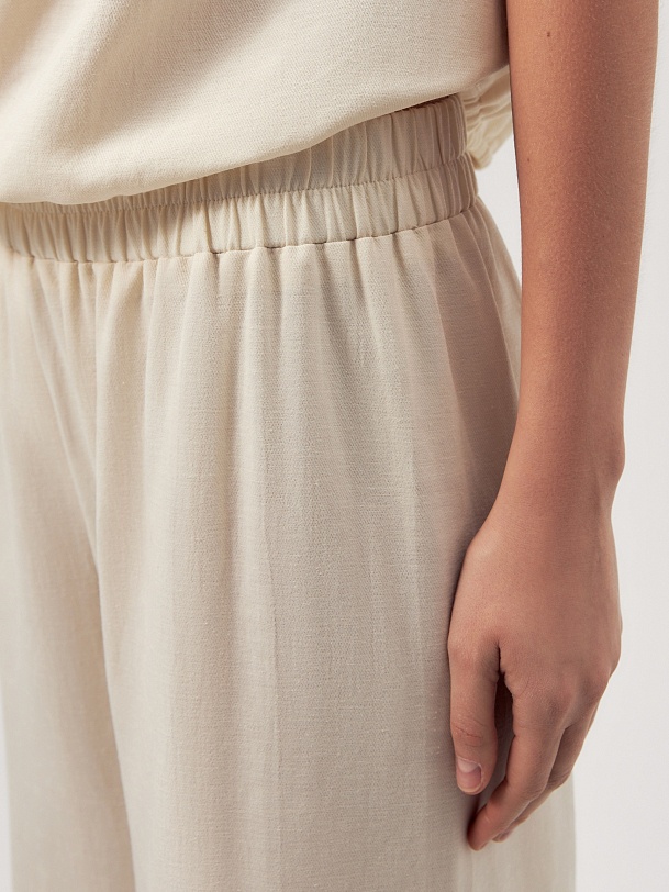 Широкие брюки из смесовой хлопковой ткани