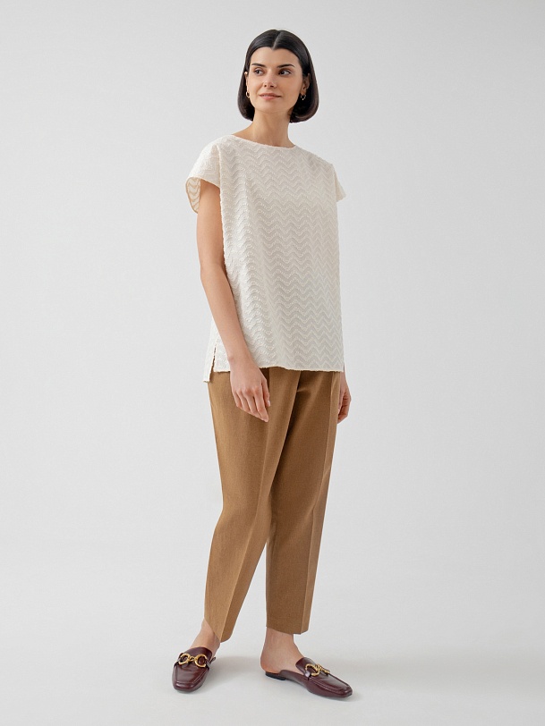 Блуза из фактурной хлопковой ткани