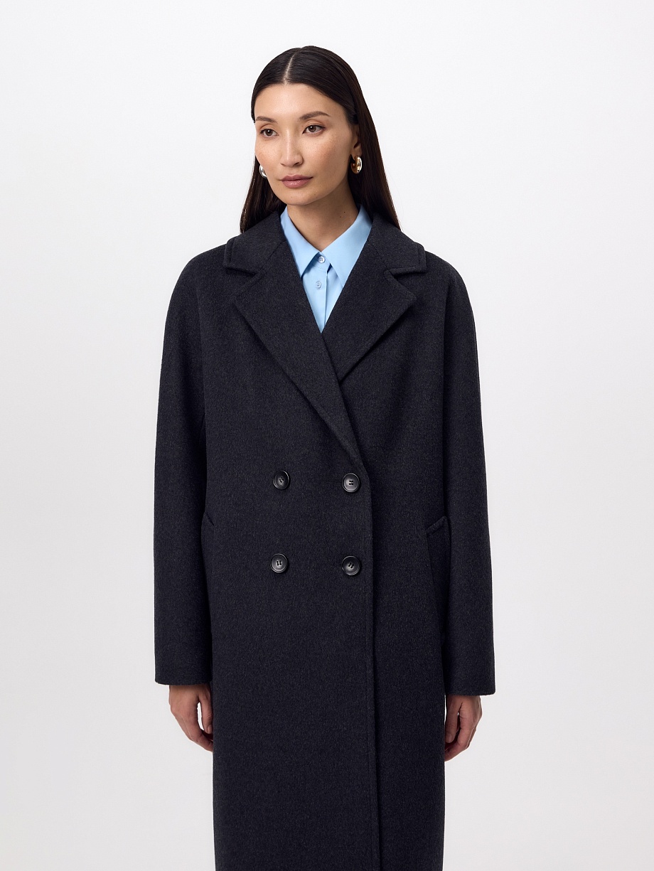 Пальто из шерсти с мембраной, утеплённой спинкой и съёмным капюшоном