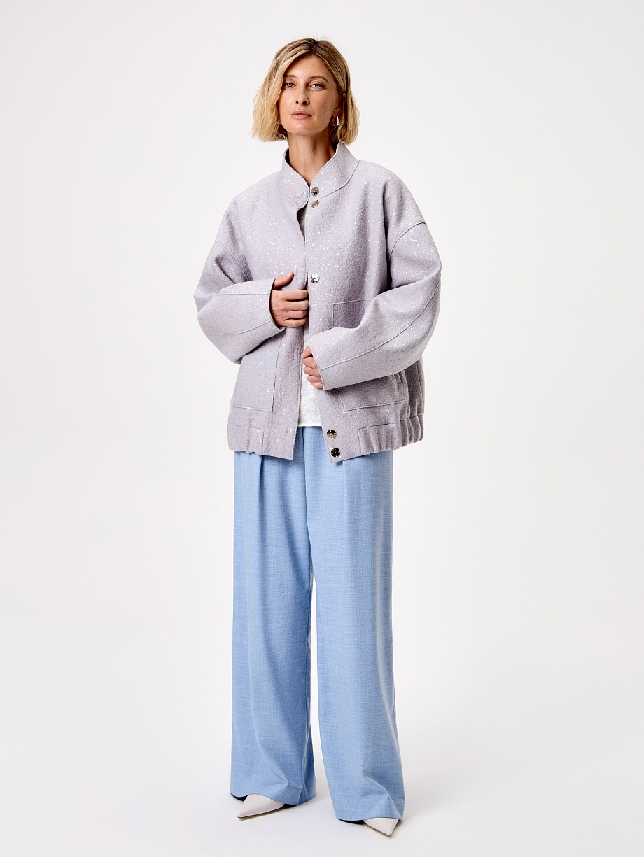 Бомбер из варёной шерсти с мембраной и пайетками