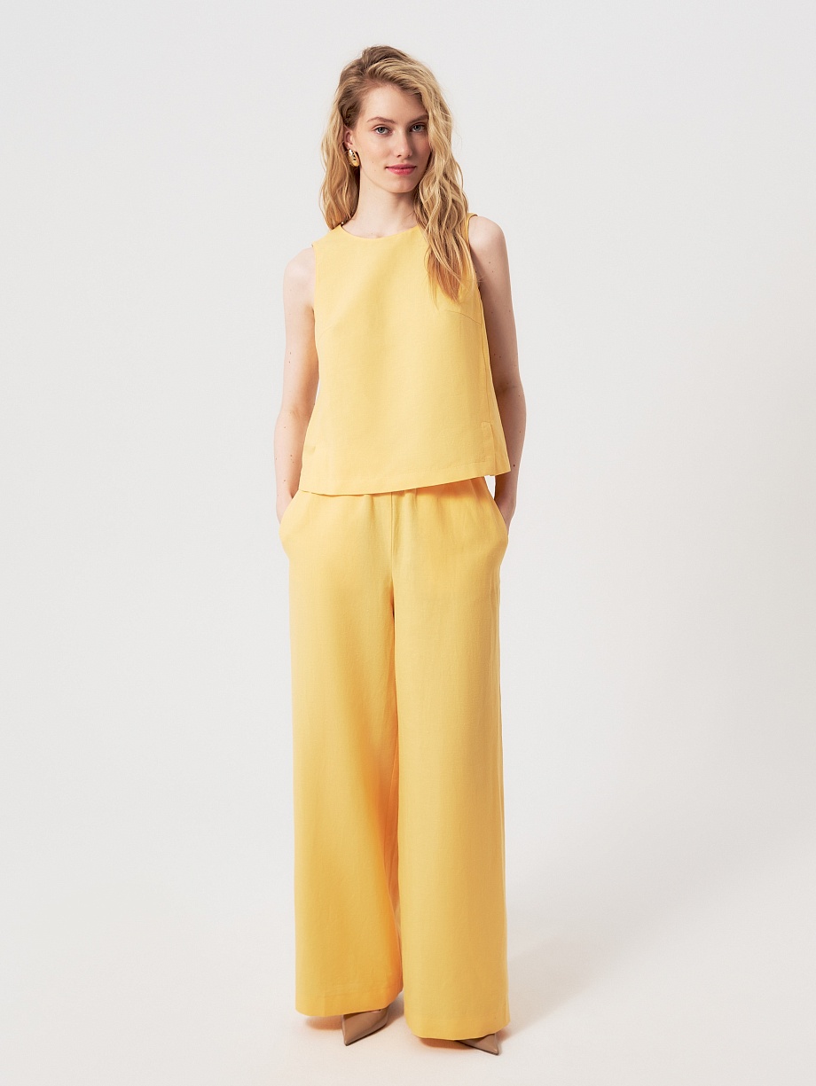 Летние брюки из хлопка и льна