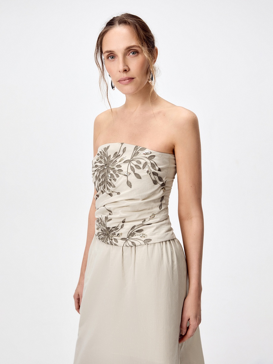 Топ-бандо из 100% хлопка с вышивкой