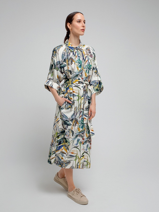 Свободное платье-рубашка из вискозы