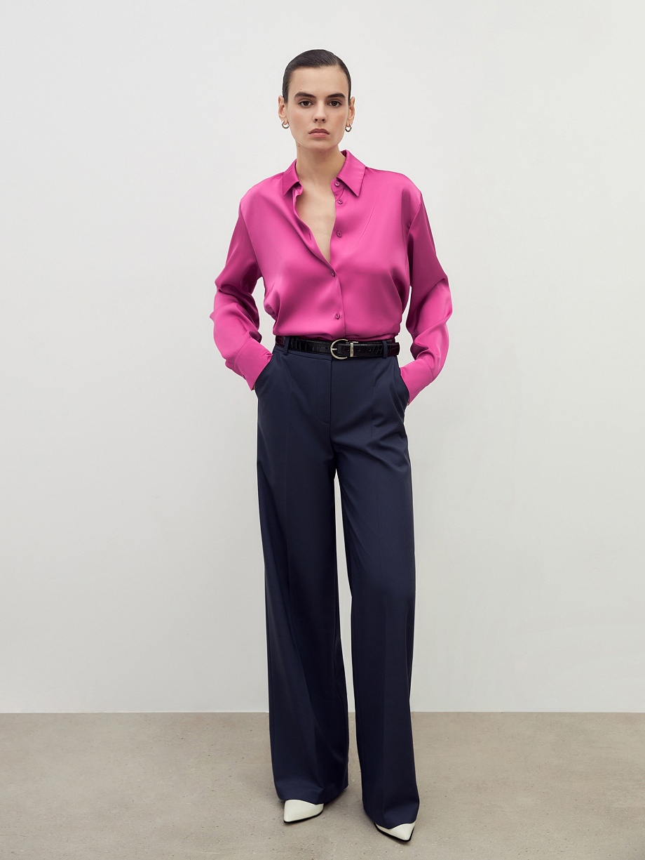 Прямые широкие брюки из костюмной ткани