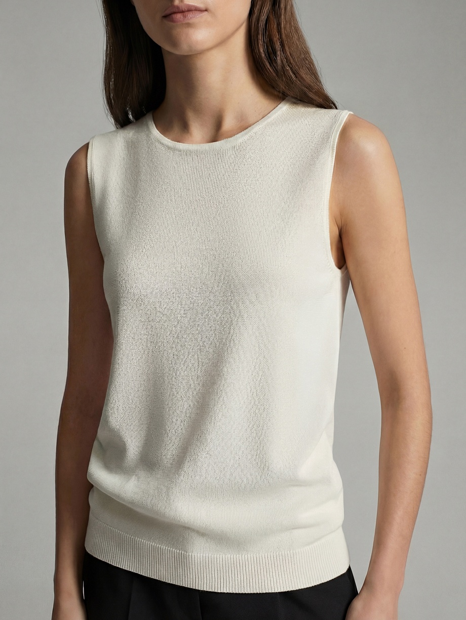 Прямой вязаный топ из вискозы и шелка