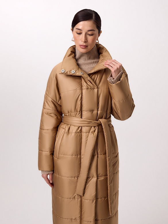 Утепленное стеганое женское пальто с мембраной POMPA арт.1013750i60007