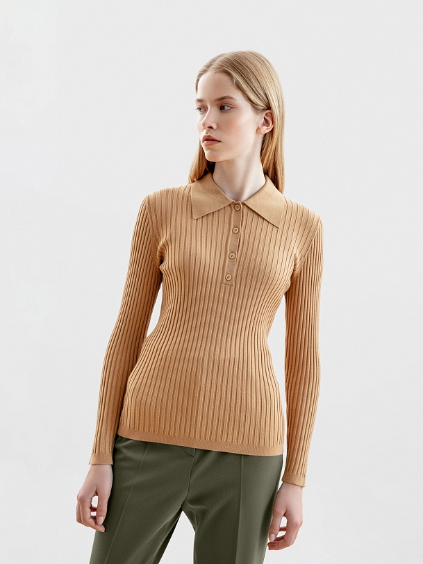 Джемпер-поло из вискозного трикотажа