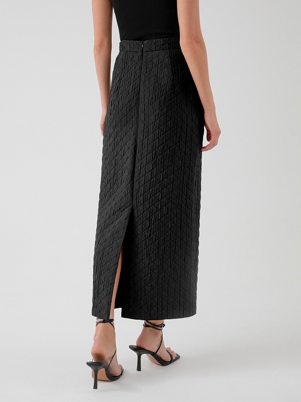 Прямая юбка макси из стеганой ткани