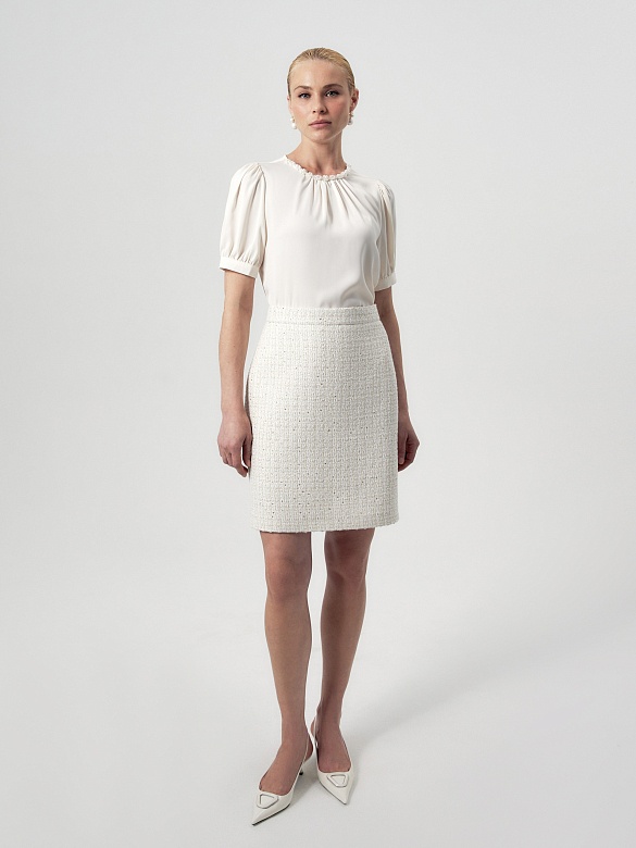 Блуза из атласа с декоративной горловиной POMPA арт.2142860mc0903