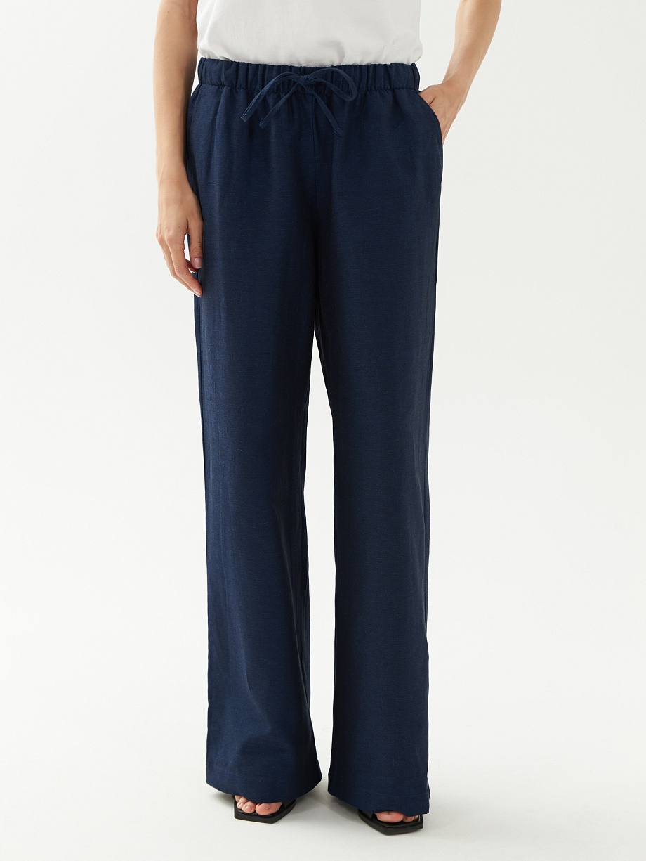 Широкие брюки из хлопка и льна