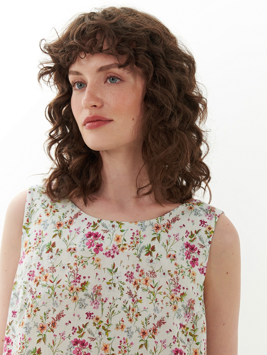 Платье из хлопка и льна с открытой спиной