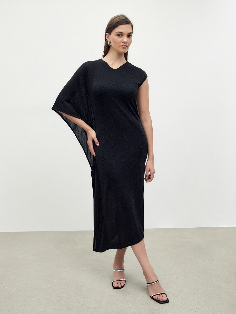Асимметричное платье из мерцающего трикотажа