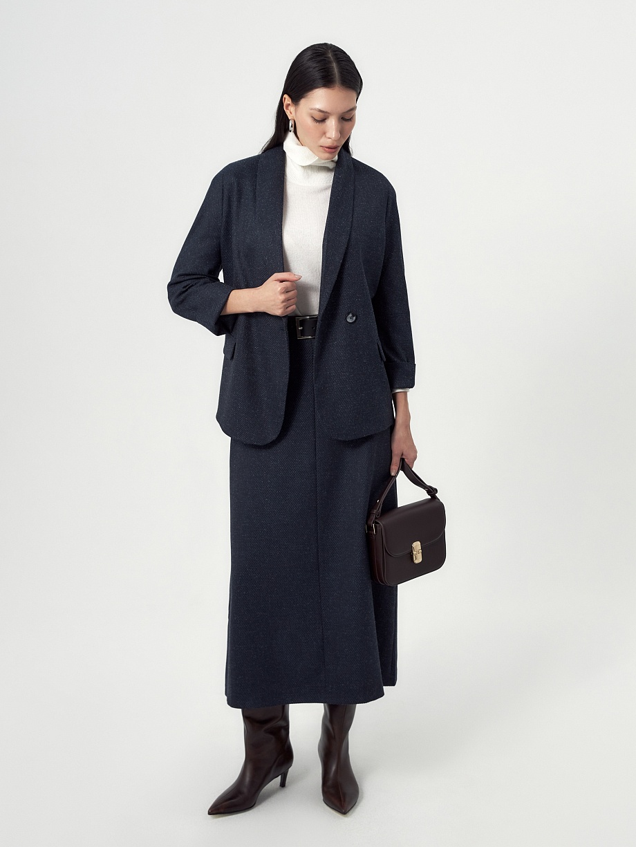 Юбка-трапеция из костюмной ткани с узором "диагональ"