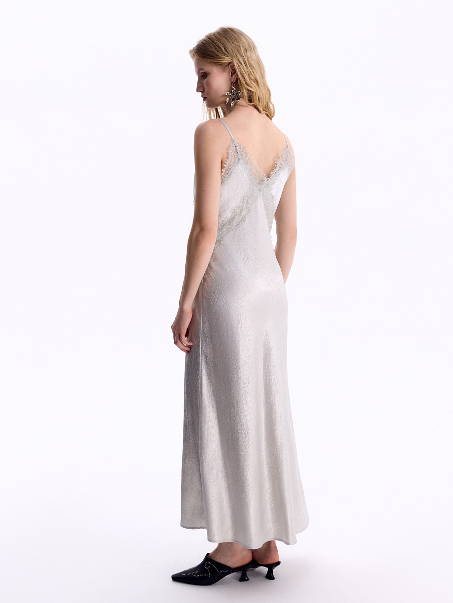 Платье-комбинация из жатого атласа