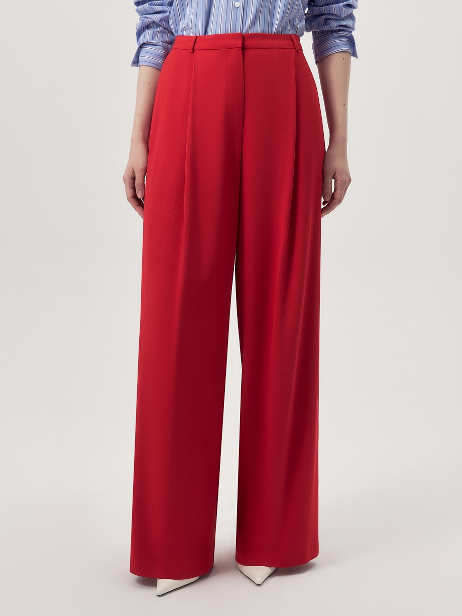 Яркие широкие брюки из натуральной ткани