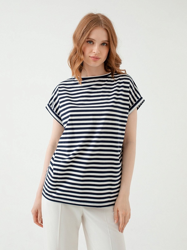 Футболка свободного кроя в бретонскую полоску
