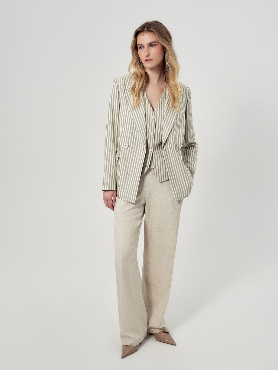 Двубортный жакет из натуральной ткани