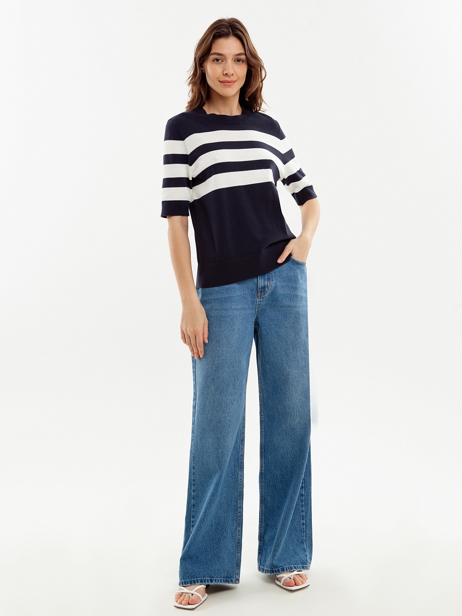 Вязаный джемпер из 100% хлопка с коротким рукавом