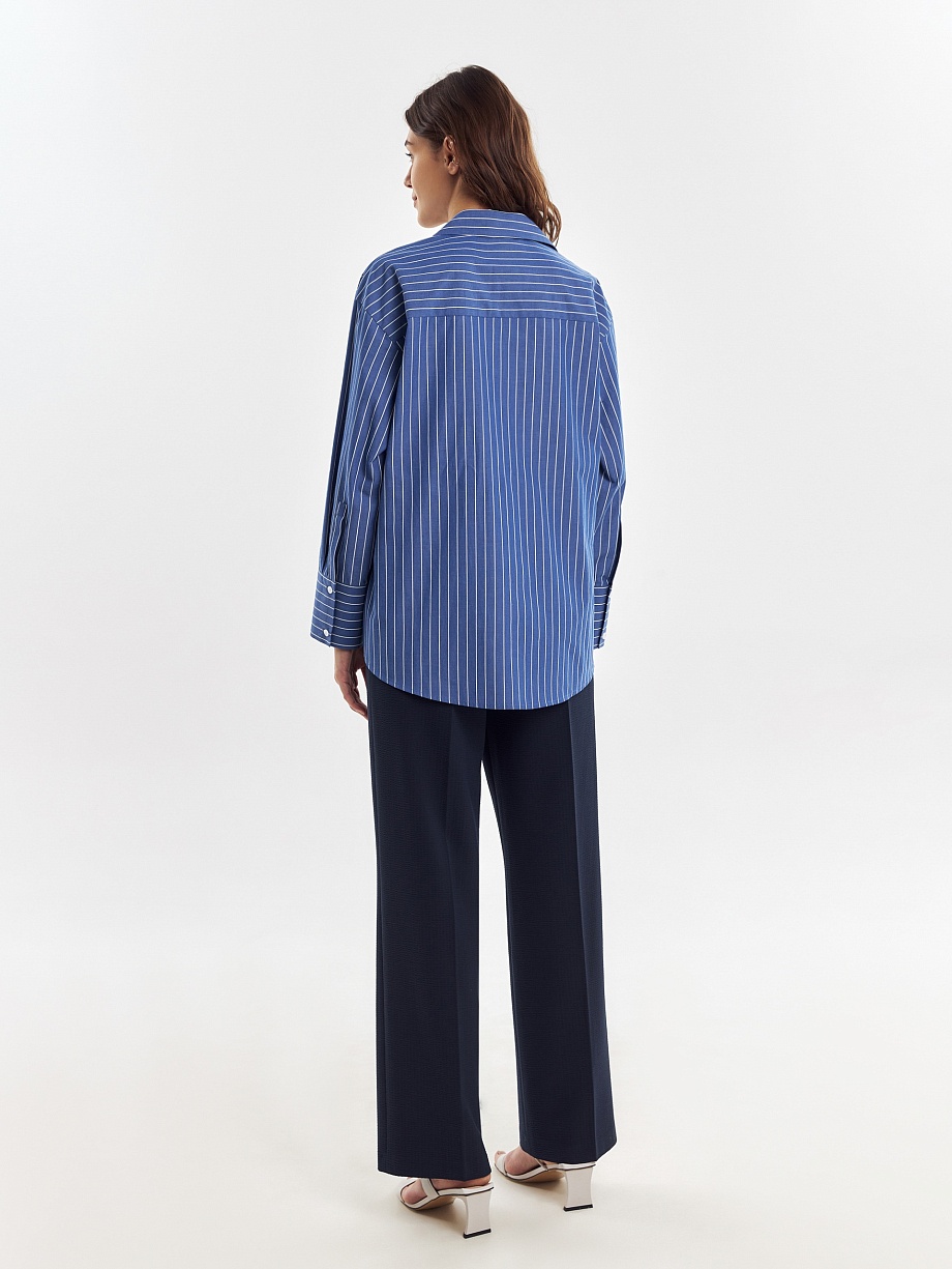 Свободная хлопковая блузка в полоску