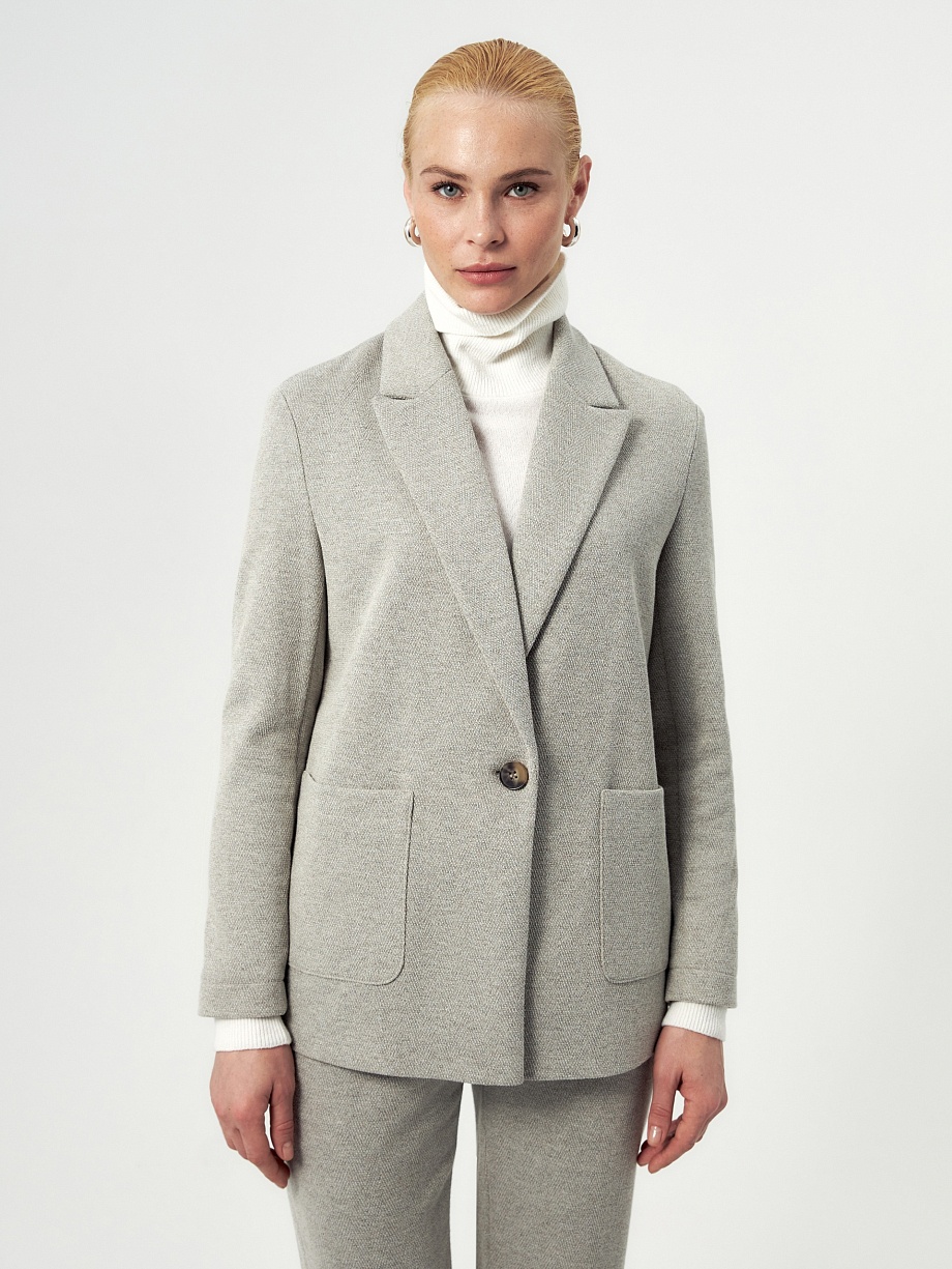 Жакет из трикотажной ткани с эффектом "елочка"