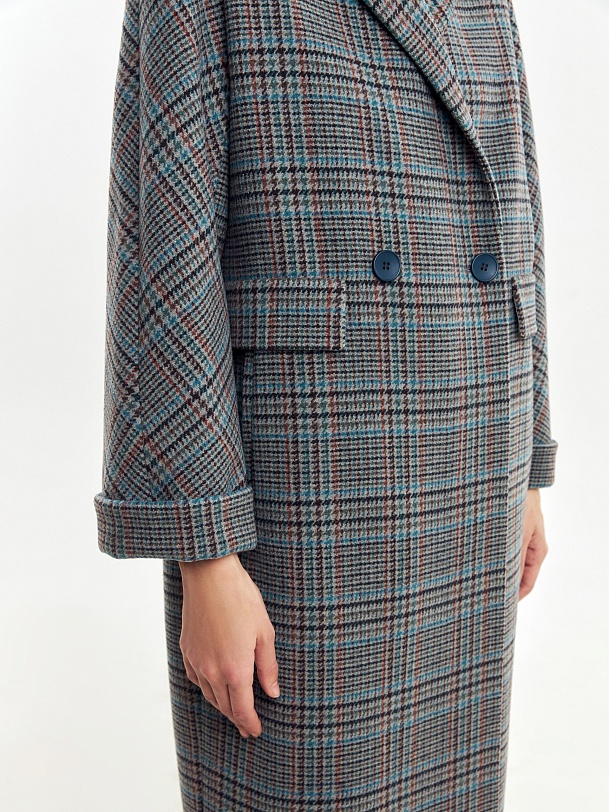 Двубортное шерстяное пальто с мембраной