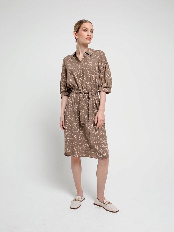 Платье-рубашка в мелкий горошек